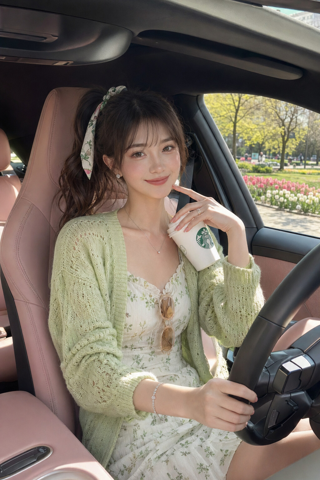 Customer wearing diamond ring and bracelet on a spring drive